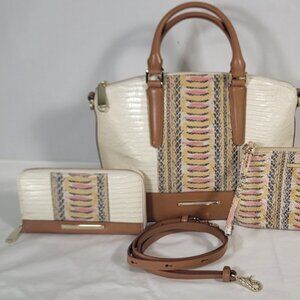 2 PC. BRAHMIN YELLOW CANYON MEDIUM DUXBURY SHOULDER BAG PURSE-SURI WALLET-STRAP
